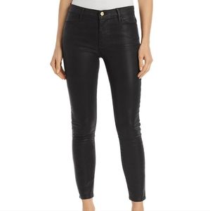 Frame le High Skinny Black Coated Jeans